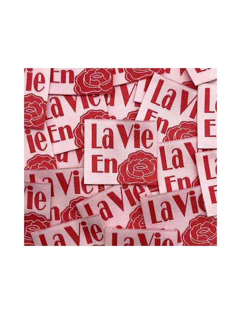 Étiquette tissée à coudre - La Vie en Rose - ROSE