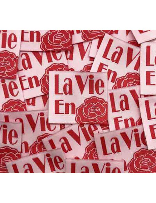 Étiquette tissée à coudre - La Vie en Rose - ROSE