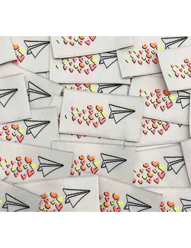 Étiquette tissée à coudre - Love Is In the Air - FLUO