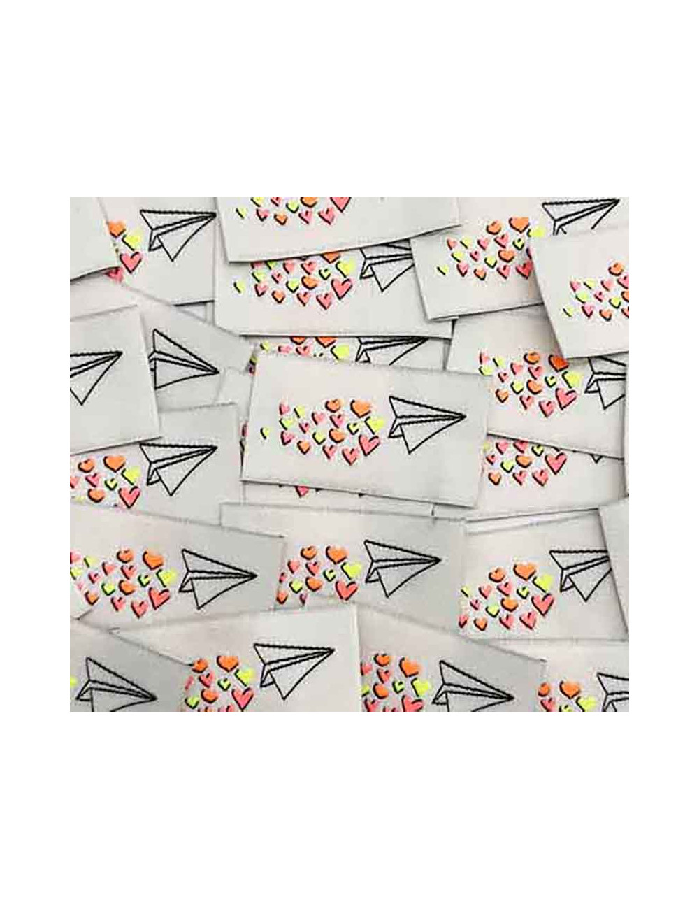 Étiquette tissée à coudre - Love is in the air - FLUO