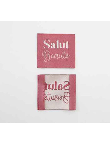Étiquette tissée à coudre : Salut Beauté - ROSE INDIEN