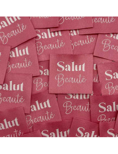 Étiquette tissée à coudre : Salut Beauté - ROSE INDIEN