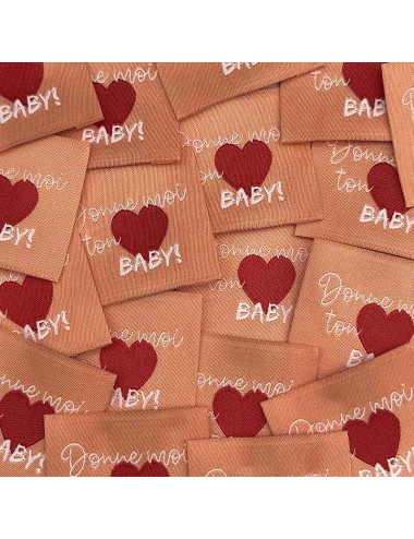 Étiquette tissée à coudre : Donne moi ton coeur BABY