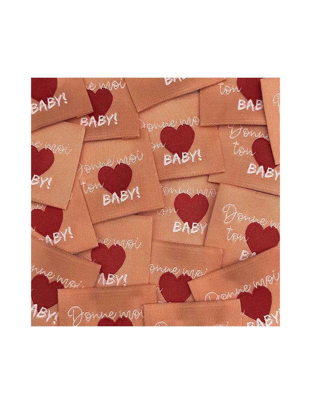 Étiquette tissée à coudre : Donne moi ton coeur BABY