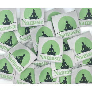 Étiquette tissée à coudre : NAMASTE - Vert