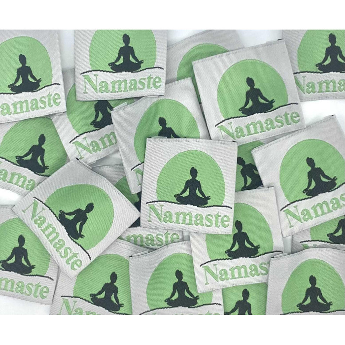 Étiquette tissée à coudre : NAMASTE - Vert