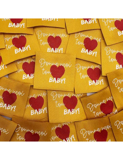 Étiquette tissée à coudre : Donne moi ton coeur BABY - SAFRAN