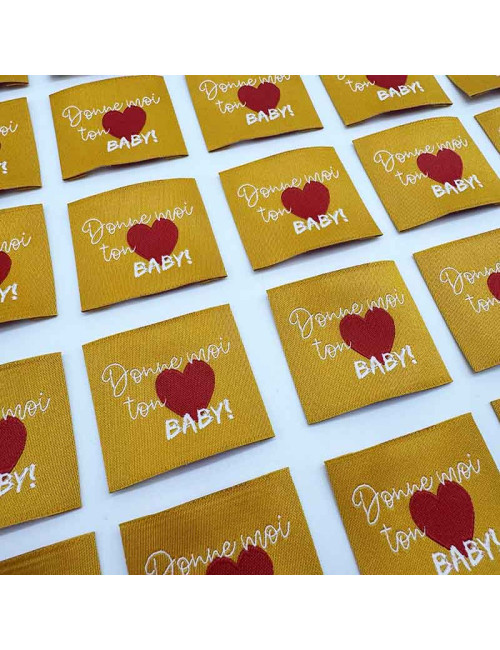Étiquette tissée à coudre : Donne moi ton coeur BABY - SAFRAN