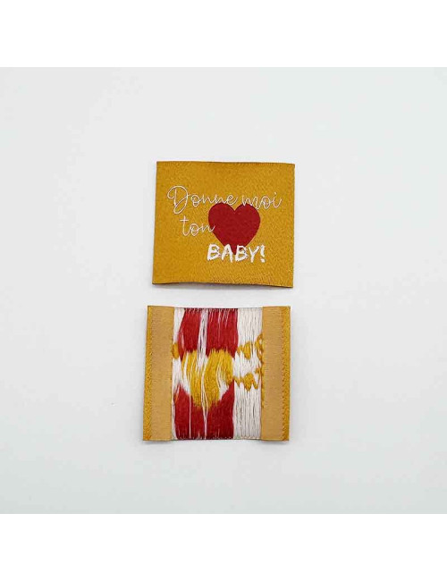 Étiquette tissée à coudre : Donne moi ton coeur BABY - SAFRAN