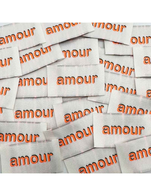 Étiquette tissée à coudre : amour - FLUO