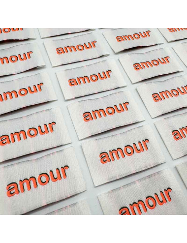 Étiquette tissée à coudre : amour - FLUO