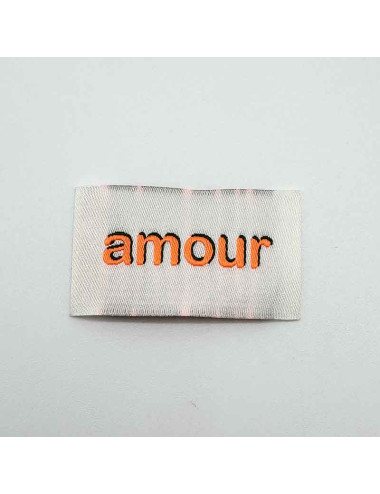 Étiquette tissée à coudre : amour - FLUO