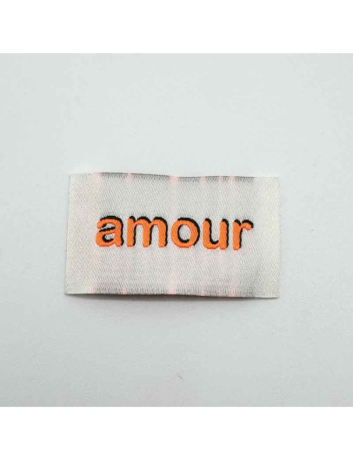 Étiquette tissée à coudre : amour - FLUO