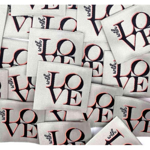 Étiquette tissée à coudre : With LOVE - Fluo