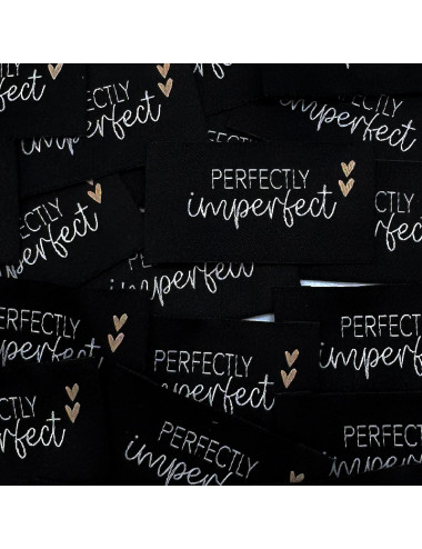 Étiquette tissée à coudre : Perfectly Imperfect - NOIR, BLANC et ROSE
