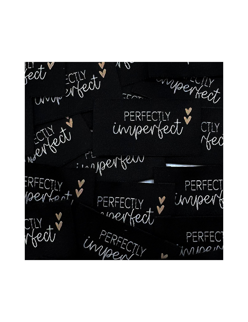 Étiquette tissée à coudre : Perfectly Imperfect - NOIR, BLANC et ROSE