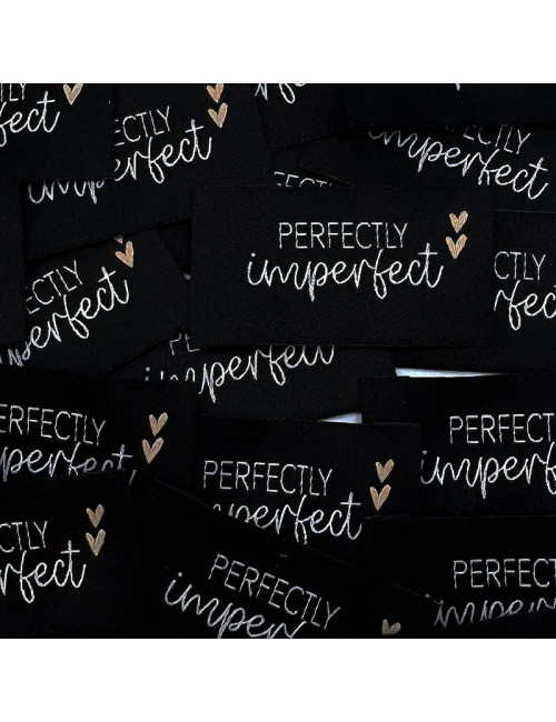 Étiquette tissée à coudre : Perfectly Imperfect - NOIR, BLANC et ROSE