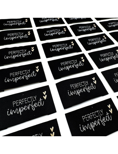 Étiquette tissée à coudre : Perfectly Imperfect - NOIR, BLANC et ROSE