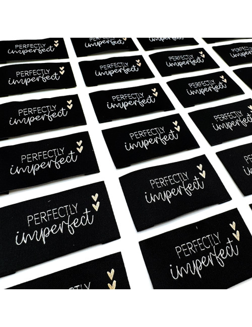 Étiquette tissée à coudre : Perfectly Imperfect - NOIR, BLANC et ROSE