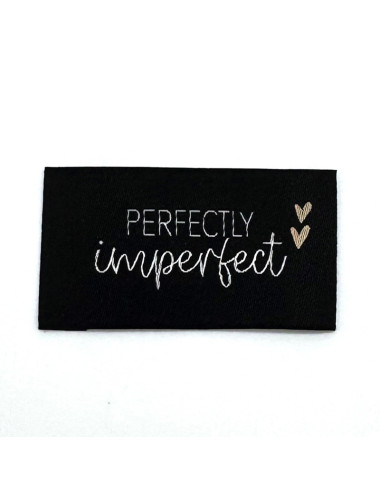 Étiquette tissée à coudre : Perfectly Imperfect - NOIR, BLANC et ROSE