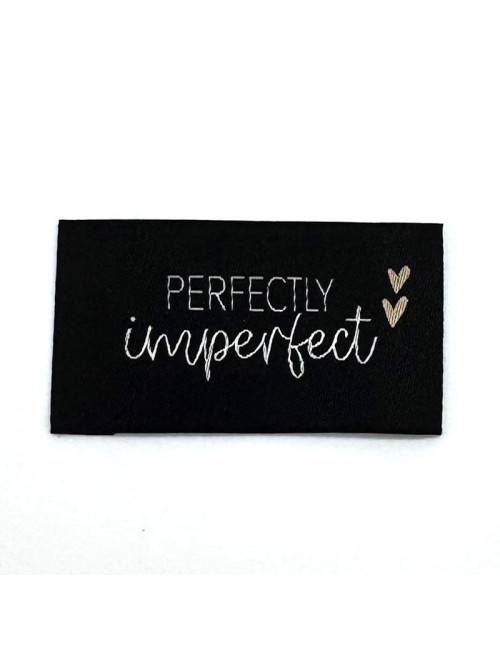 Étiquette tissée à coudre : Perfectly Imperfect - NOIR, BLANC et ROSE