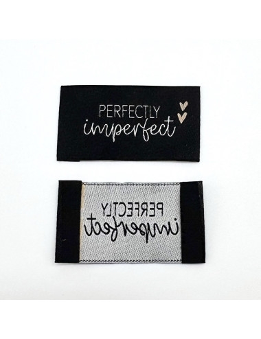 Étiquette tissée à coudre : Perfectly Imperfect - NOIR, BLANC et ROSE