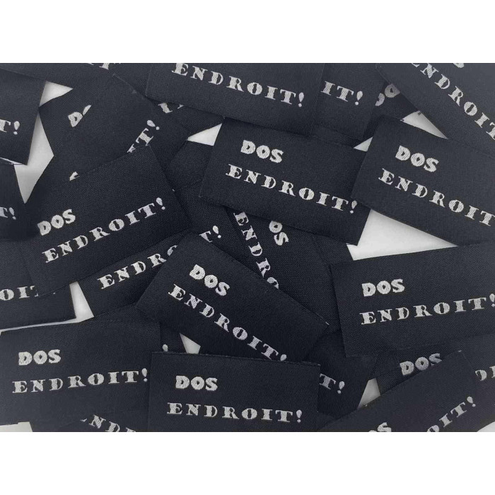 Étiquette tissée à coudre : DOS ENDROIT