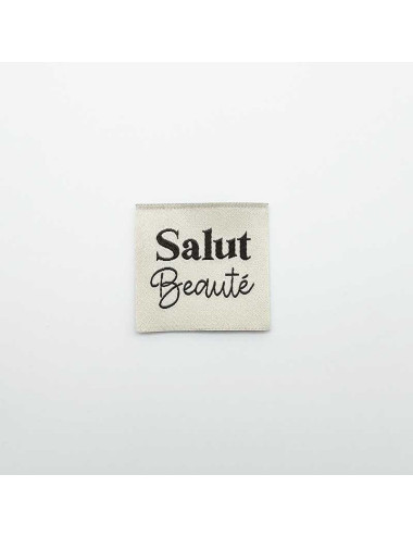 Étiquette tissée à coudre : Salut Beauté - CRÈME
