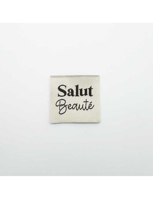 Étiquette tissée à coudre : Salut Beauté - CRÈME