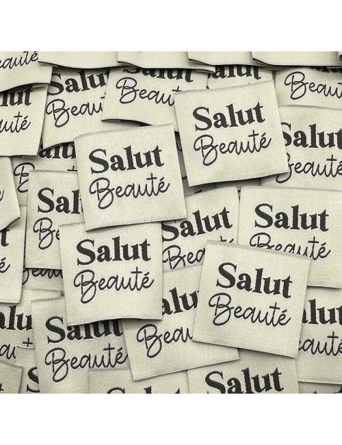 Étiquette tissée à coudre : Salut Beauté - CRÈME