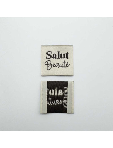 Étiquette tissée à coudre : Salut Beauté - CRÈME