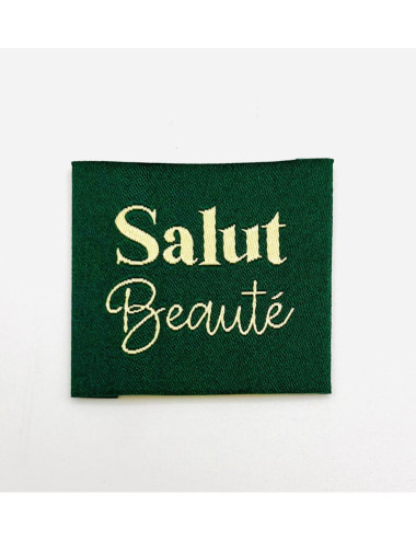 Étiquette tissée à coudre : Salut Beauté - KAKI
