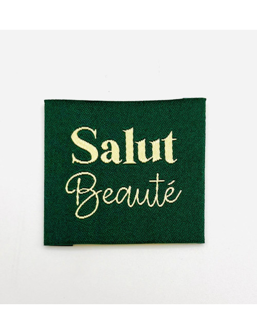 Étiquette tissée à coudre : Salut Beauté - KAKI