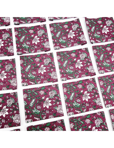 Étiquette Tissée à coudre : Fleurs JAIPUR - BORDEAUX