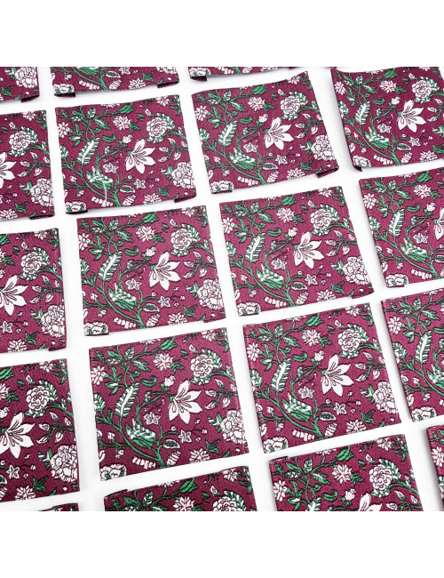 Étiquette Tissée à coudre : Fleurs JAIPUR - BORDEAUX