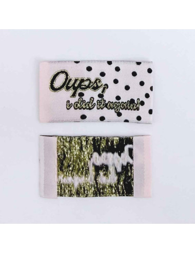 Étiquette tissée à coudre lurex : Oups I did it again! - ROSE