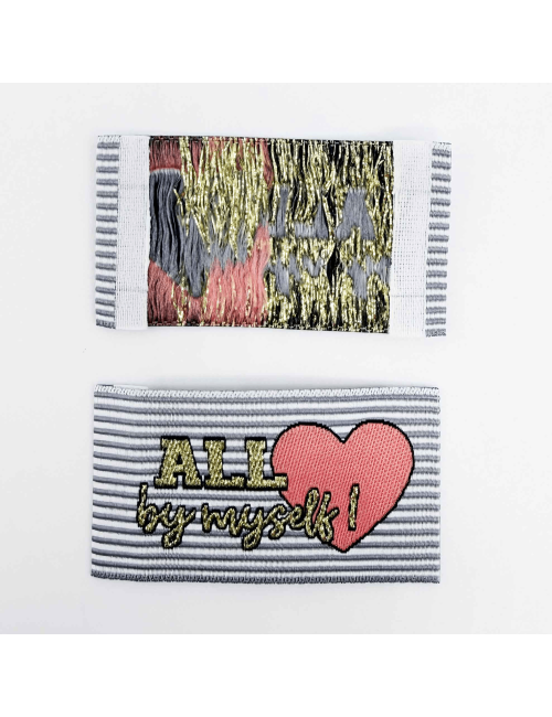 Étiquette tissée à coudre lurex : All By Myself - Rayée LUREX