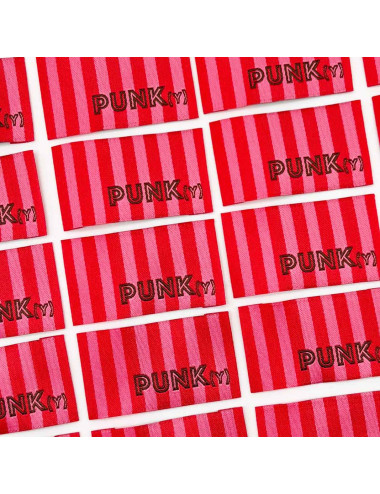 Étiquette tissée à coudre : Rayures PUNK(Y) - ROSE