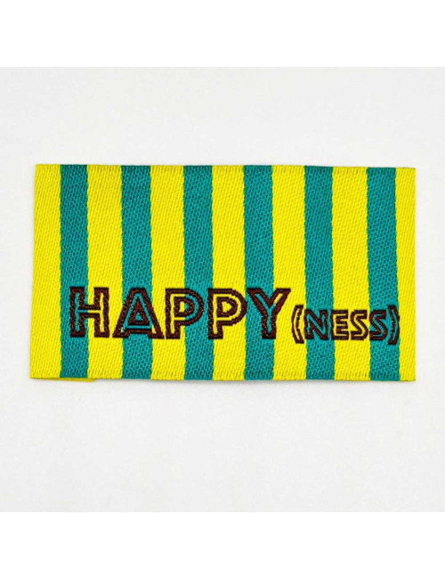 Étiquette tissée à coudre : Rayures HAPPY(NESS) - JAUNE VERT