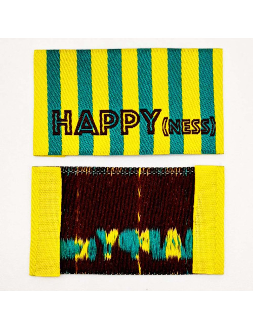 Étiquette tissée à coudre : Rayures HAPPY(NESS) - JAUNE VERT