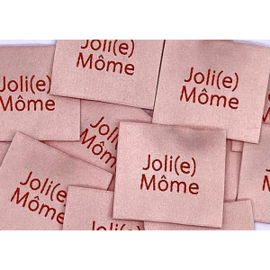 Étiquette tissée à coudre :Joli(e) Môme -  Saumon
