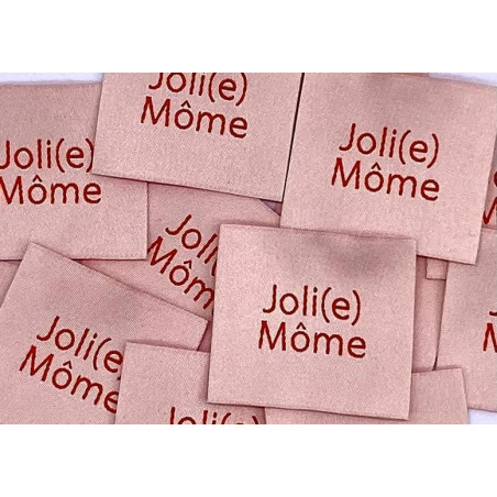 Étiquette tissée à coudre :Joli(e) Môme -  Saumon