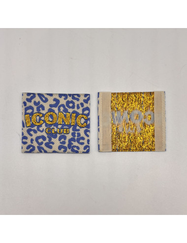 Étiquette tissée à coudre Lurex : ICONIC club Léo - BLEU