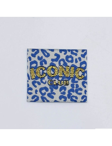 Étiquette tissée à coudre Lurex : ICONIC club Léo - BLEU