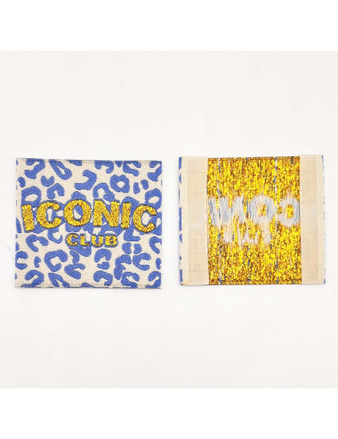 Étiquette tissée à coudre Lurex : ICONIC club Léo - BLEU