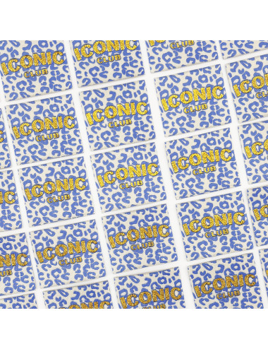 Étiquette tissée à coudre Lurex : ICONIC club Léo - BLEU