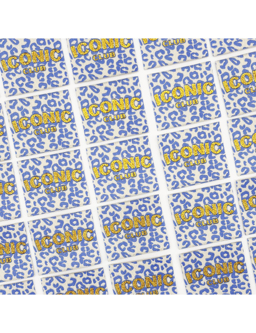 Étiquette tissée à coudre Lurex : ICONIC club Léo - BLEU