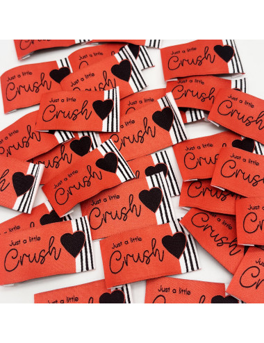 Etiquette tissée à coudre : Just a little Crush - FRAISE