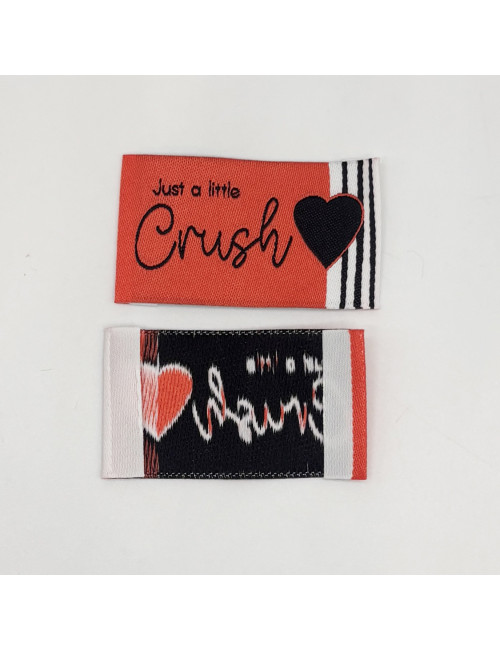 Etiquette tissée à coudre : Just a little Crush - FRAISE