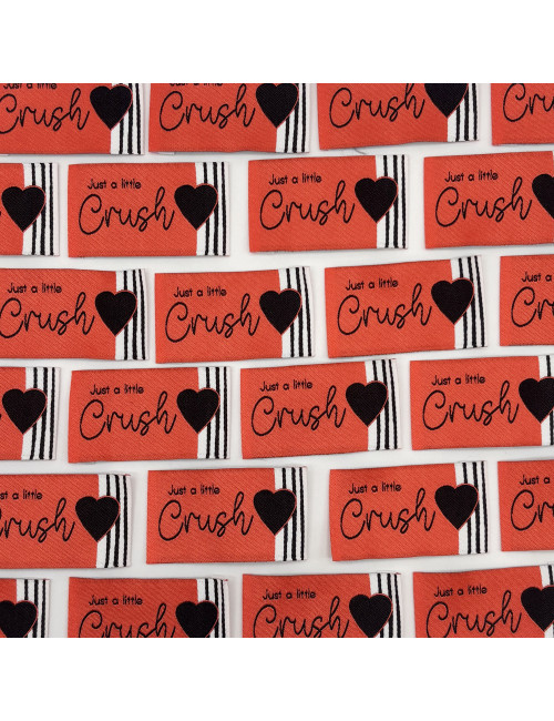 Etiquette tissée à coudre : Just a little Crush - FRAISE